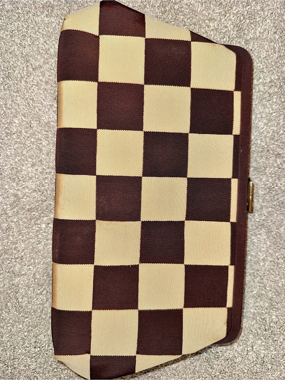 Bienen-Davis Checkered Clutch in Brown & Cream